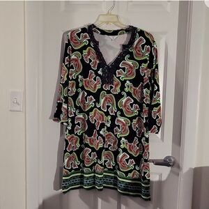 Crown & Ivy multicolor 3/4 sleeve dress size 2X Like New